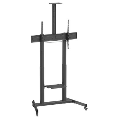 Imagem de Suporte Chão Móvel p/ Ecrã 60"/100" Ewent Inclinável/Giratório EW1591 c/ Prateleira Preto