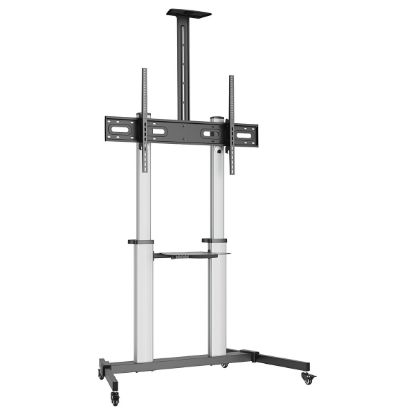 Imagem de Suporte Chão Móvel p/ Ecrã 60"/100" Ewent Inclinável/Giratório EW1592 c/ Prateleira Preto