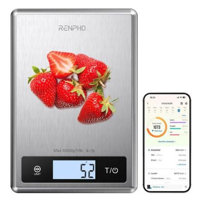 Imagem de Balança de Cozinha Renpho Calibra 1 Smart Nutrition Inox