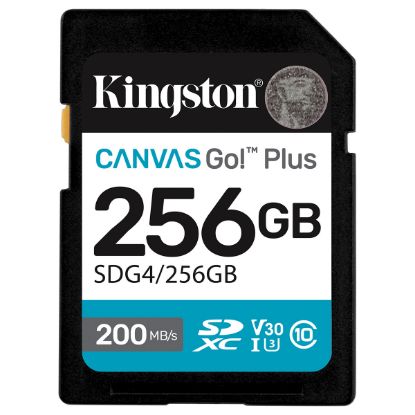 Imagem de Secure Digital Kingston 256Gb Class10 (U3) 4K 200MB/s Canvas Go! Plus
