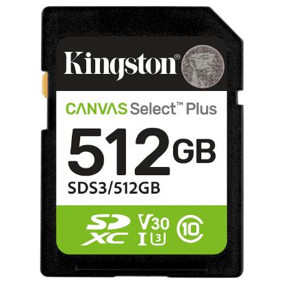 Imagem de Secure Digital Kingston 512Gb Class10 (U3) FullHD 150MB/s Canvas Select Plus