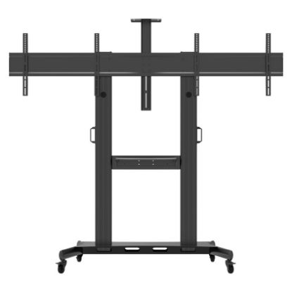 Imagem de Suporte Chão Móvel p/ 2 Ecrãs 50"/75" Napofix VWA1230 c/ Prateleira Preto