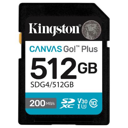 Imagem de Secure Digital Kingston 512Gb Class10 (U3) 4K 200MB/s Canvas Go! Plus