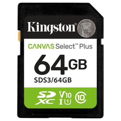 Imagem de Secure Digital Kingston 64Gb Class10 (U1) FullHD 100MB/s Canvas Select Plus