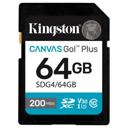 Imagem de Secure Digital Kingston 64Gb Class10 (U3) 4K 200MB/s Canvas Go! Plus