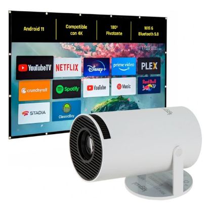 Imagem de Projetor Iggual Mini MP720p HD Branco (Android) + Tela 120" 2650x1490mm