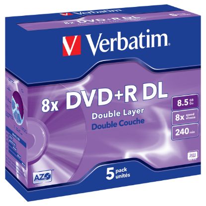 Imagem de DVD+R Dual Layer 8x Verbatim 8.5Gb Pack5 SlimCase