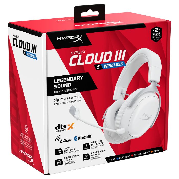 Headset HyperX Cloud III S Wireless Branco (PC/PS5) | Novo Atalho