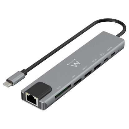 Imagem de Docking Station Ewent Type-C Multiport 8-em-1 87W Cinza