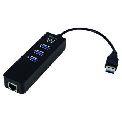 Imagem de Hub USB3.0 3 Portas + RJ45 Gigabit Ewent Preto