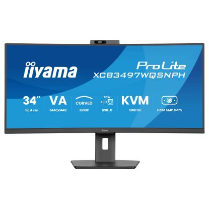 Imagem de Monitor iiyama 34" ProLite XCB3497WQSNPH-B1 VA UWQHD 21:9 Curvo 120Hz FreeSync Premium (0.4ms)