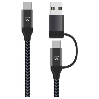 Imagem de Cabo Type-C p/ Type-C & USB2.0 Ewent Charging 60W Preto - 1Mtr