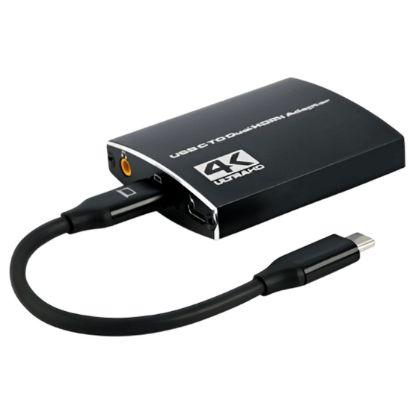 Imagem de Cabo Adaptador Type-C p/ 2x HDMI M/F Gembird Preto - 15cm