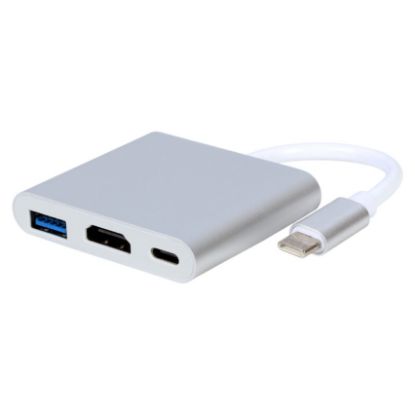 Imagem de Cabo Adaptador Type-C p/ Type-C + USB3.0 + HDMI Gembird Prateado