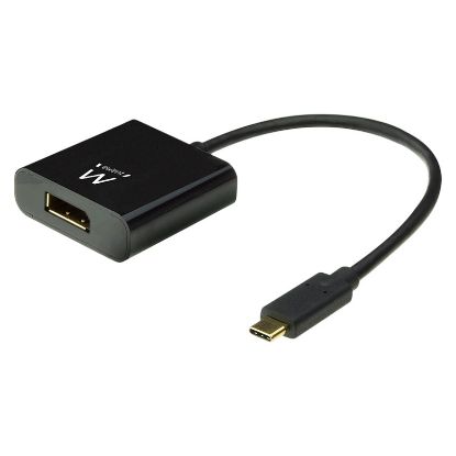 Imagem de Cabo Adaptador Type-C p/ DisplayPort M/F Ewent Preto - 15cm