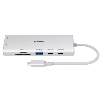Imagem de Hub Type-C 2 Portas Type-C/PD 3.1 +1x USB3.1 +1x USB3.0 +2x HDMI 2.0 + RJ45 Gigabit + Leitor Cartões D-Link Branco