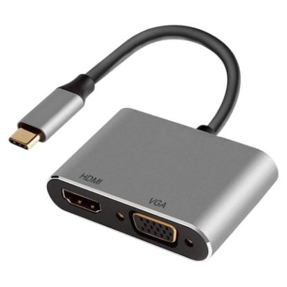 Imagem de Cabo Adaptador Type-C p/ HDMI + VGA M/F Ewent Preto - 15cm