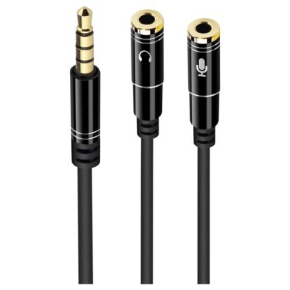 Imagem de Cabo Adaptador Audio 3.5mm p/ Dual 3.5mm Ewent Aluminio M/F - 30cm
