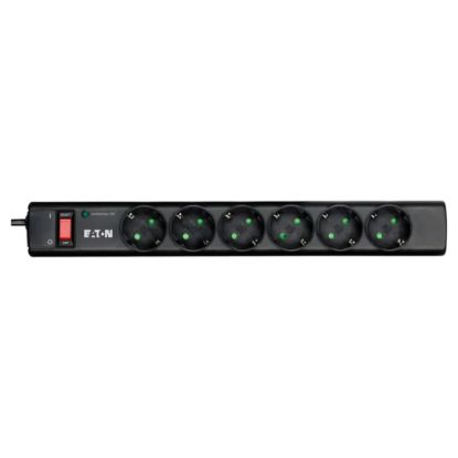 Imagem de Bloco de 6 tomadas Eaton PS6D c/ Interrupetor Preto 1Mtr