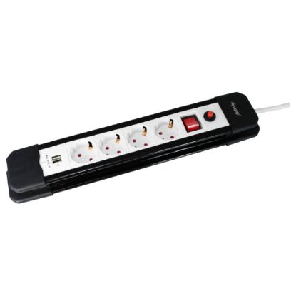 Imagem de Bloco de 4 tomadas Equip + 2x USB Charger