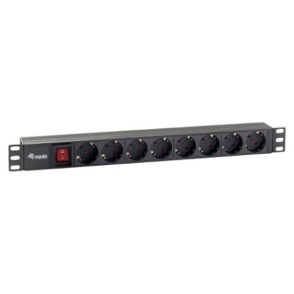 Imagem de Bloco de 8 tomadas Equip Plástico Preto (1U Horizontal)