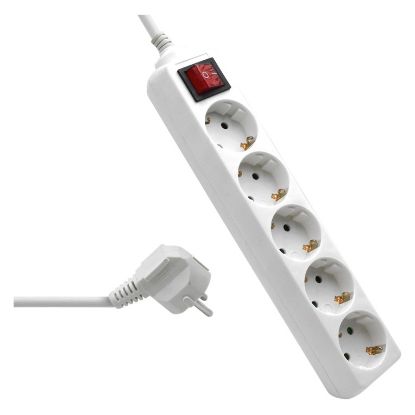 Imagem de Bloco de 5 tomadas Ewent c/ Switch Branco - 1.5Mtr