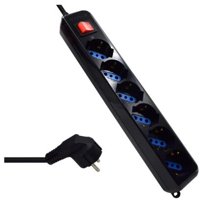 Imagem de Bloco de 6 tomadas Ewent c/ Switch Preto - 1.5Mtr