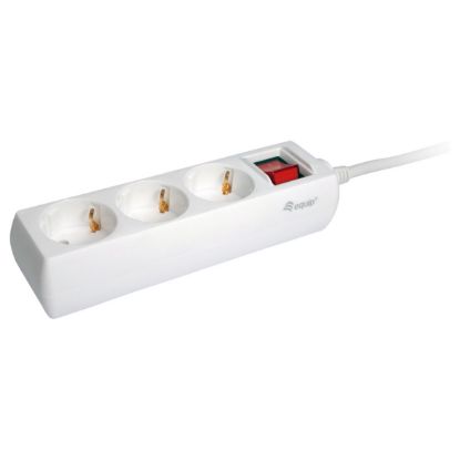Imagem de Bloco de 3 tomadas Equip c/ Interruptor Branco - 1.5Mtr