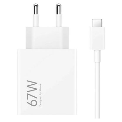 Imagem de Carregador de Tomada Xiaomi HyperCharge Combo USB 67W Branco c/ Cabo Type-C