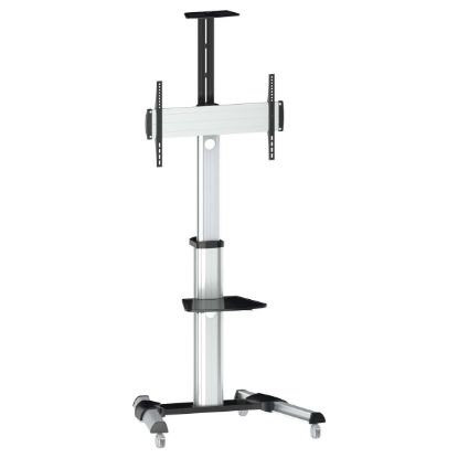 Imagem de Suporte Chão Móvel p/ Ecrã 37"/70" Equip Inclinável/Giratório c/ Prateleira Prateado