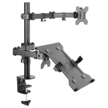 Imagem de Suporte Mesa Articulado p/ 2 Ecrãs 13"/32" Equip Preto c/ Prateleira