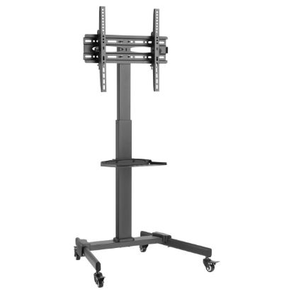 Imagem de Suporte Chão Móvel p/ Ecrã 32"/55" Equip Inclinável/Giratório c/ Prateleira Preto