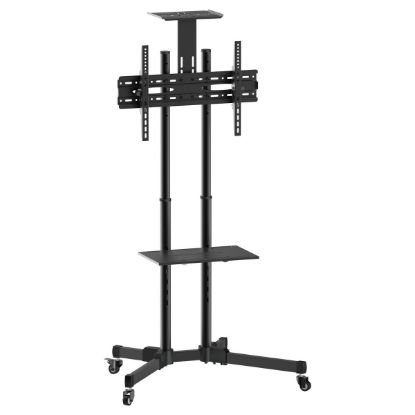 Imagem de Suporte Chão Móvel p/ Ecrã 37"/70" Equip Inclinável/Giratório c/ Prateleira Preto