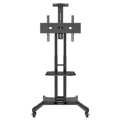 Imagem de Suporte Chão Móvel p/ Ecrã 37"/70" NapoFix 293 Inclinável/Giratório c/ Prateleira Preto