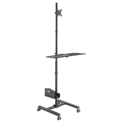 Imagem de Suporte Chão Móvel p/ Ecrã 17"/32" Equip Inclinável/Giratório c/ Prateleira Preto