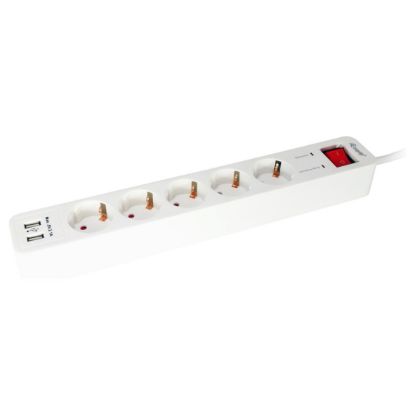 Imagem de Bloco de 5 tomadas Equip + 2x USB Charger