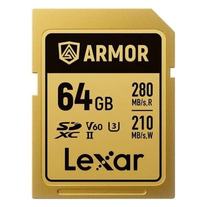 Imagem de Secure Digital Lexar Professional Armor Gold UHS-II 64GB Class10 (U3) V60 210/280MB/s